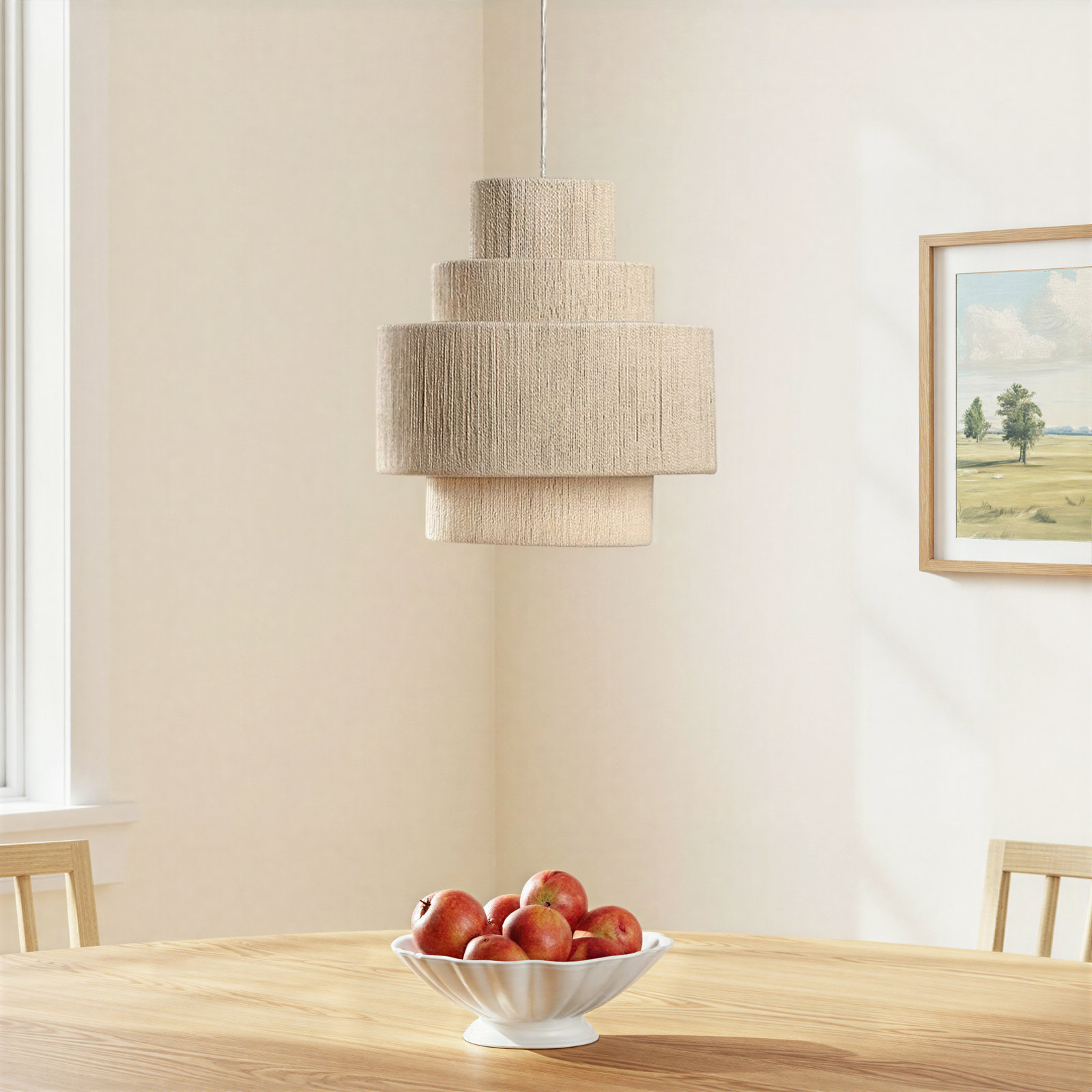 Uptown Single Light Cotton Dimmable Pendant