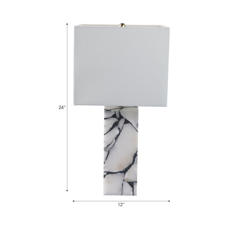 Lampe de table 24 x 12 po en albâtre, blanc