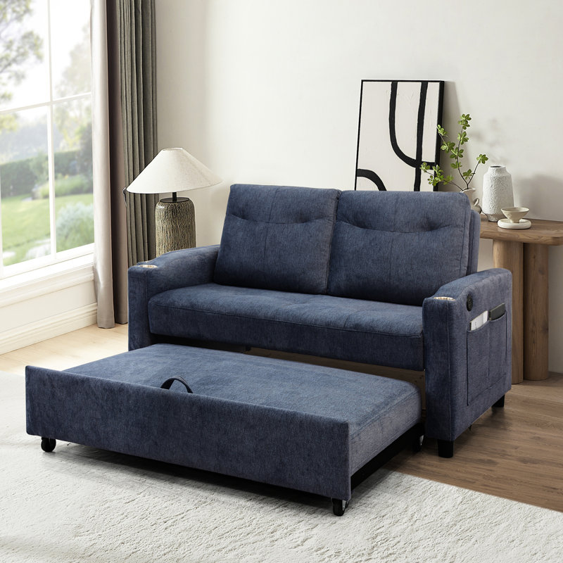 Velours gris avec lit gigogne et compartiment de rangement très résistant
