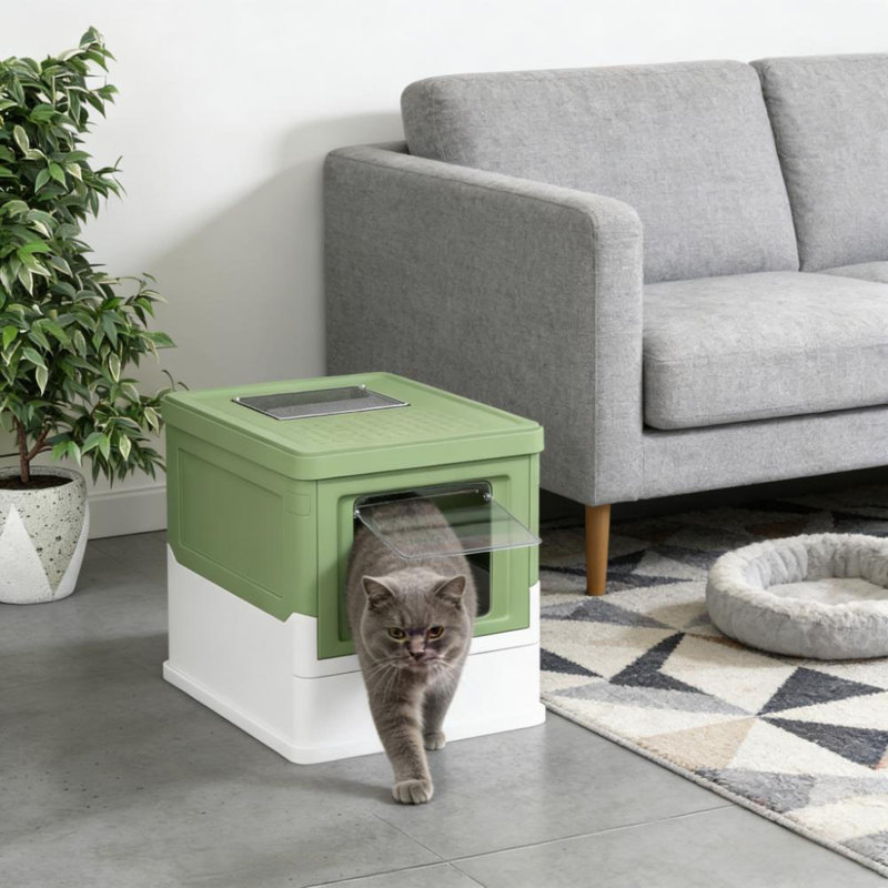 Spacieuse litière pour chat moderne avec pelle et entrée avant