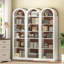 Bibliothèque étroite de 75,8 po de hauteur avec tablettes ouvertes, bibliothèque arquée avec rangement, bibliothèque de style maison de campagne à 6 niveaux avec tablette réglable-1375772480-1375772483