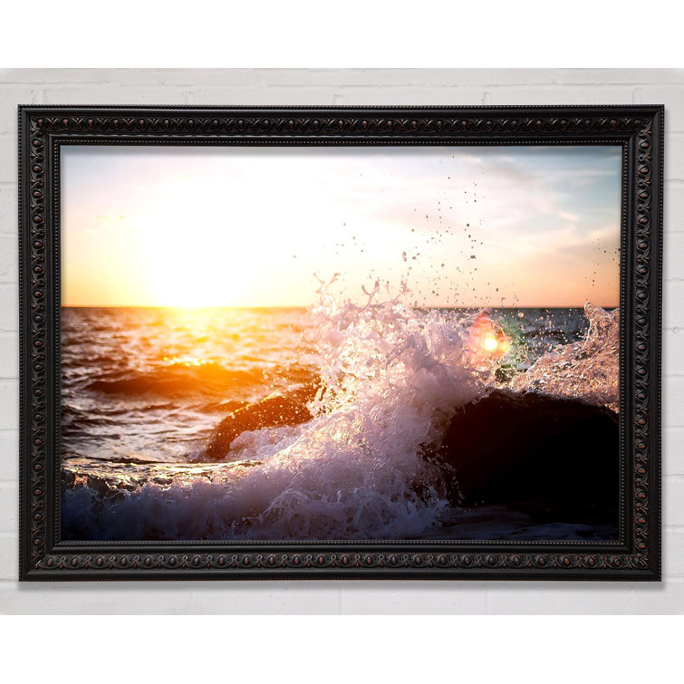 Crashing Waves In The Sunset - Single Picture Frame Print