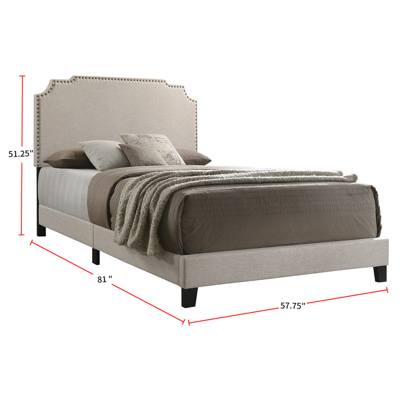 Victorialynn Upholstered Full Panel Bed Beige, Beige, Full