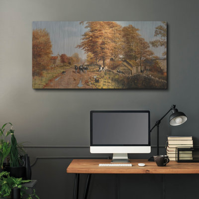 August Grove® 'Milking Time' by Bill Makinson, Metal Wall Art,