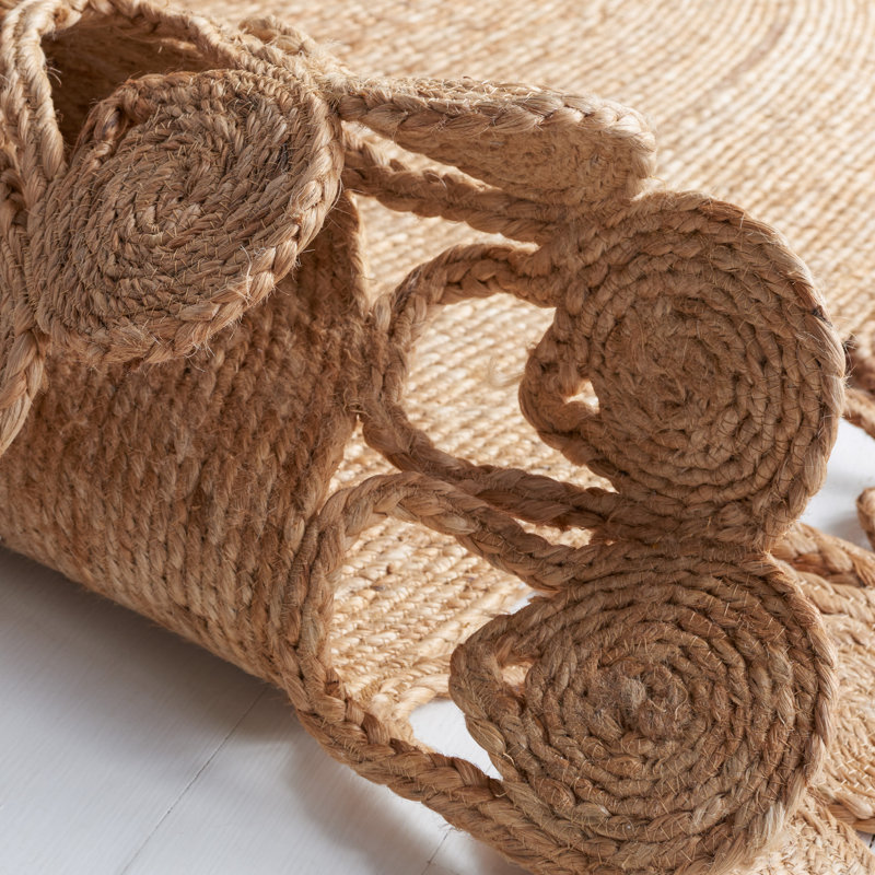 Salacia Natural Fiber Hand Woven Jute Solid Color Rug, Oval 4' x 6'