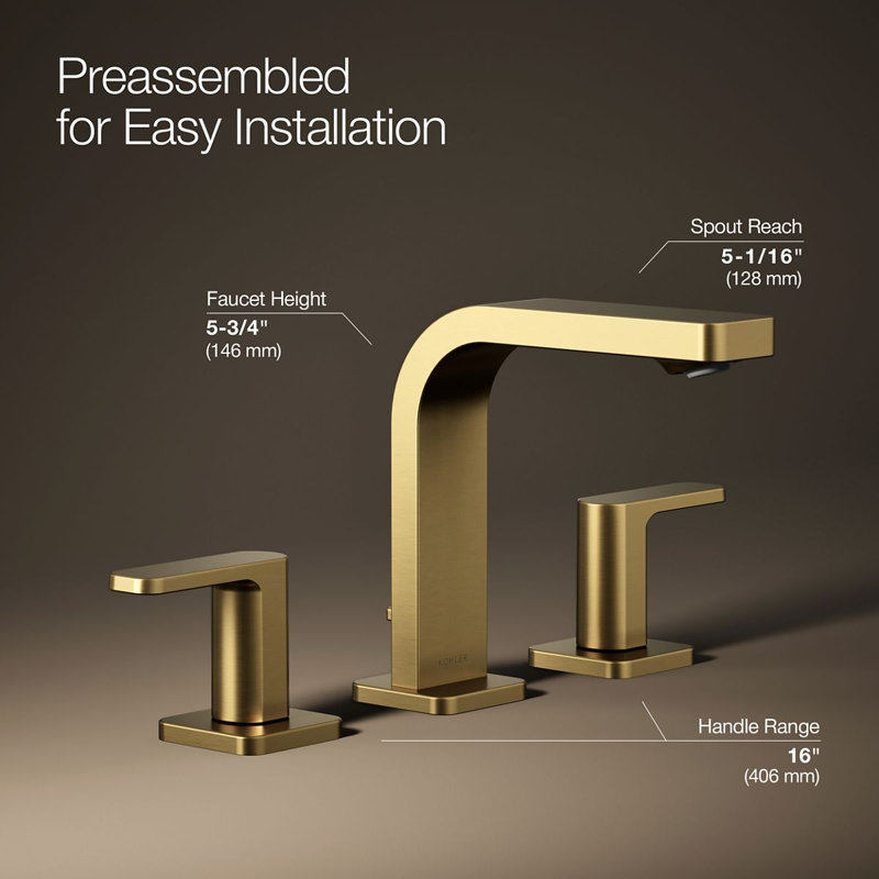 Parallel™Widespread Bathroom Faucet, 3-Hole Two Lever Handle Bathroom Sink Faucet, 1.2 GPM, Vibrant Brushed Moderne Brass