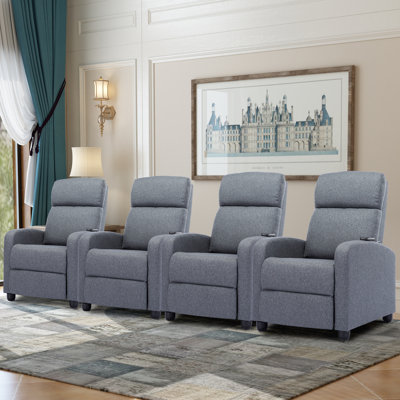 Siège de cinéma individuel 25,59 "de large avec massage moderne et doux avec télécommande (ensemble de 4)