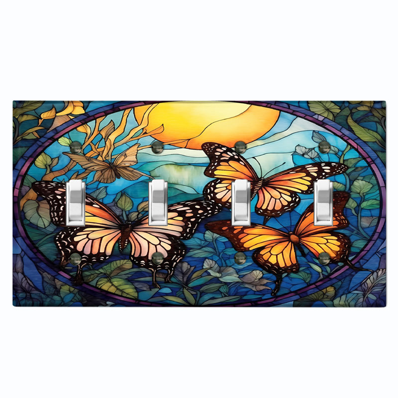 Plaque murale à 4 bandes Butterfly Family