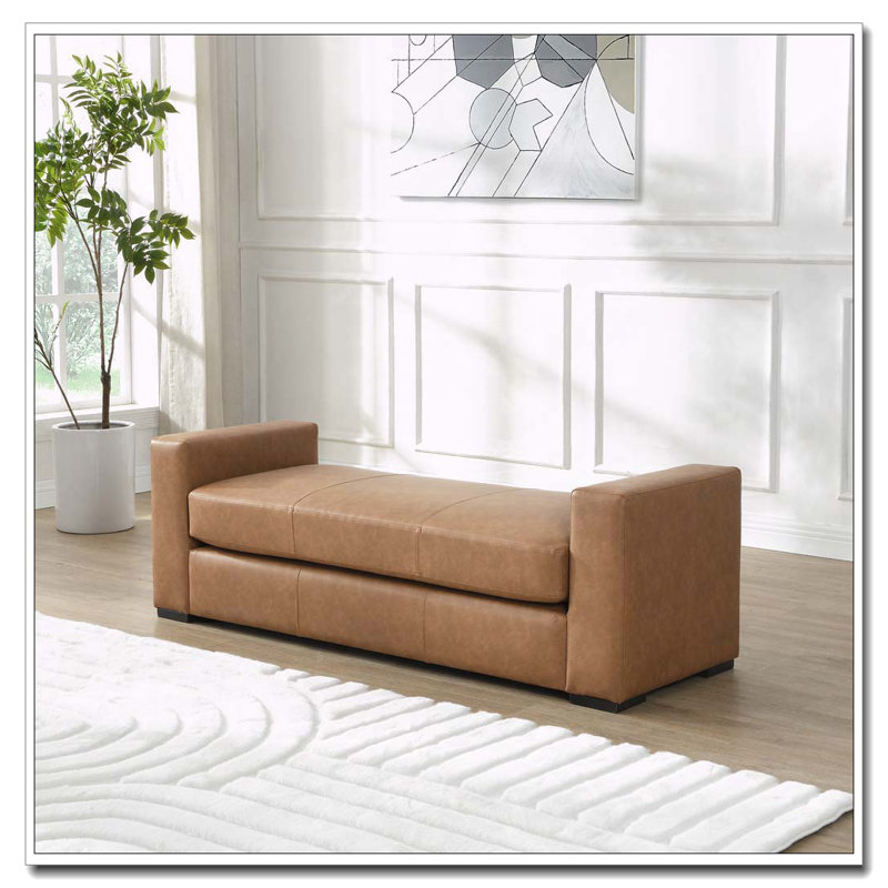 Repose-pieds durable en similicuir brun
