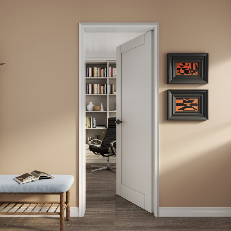 Porte standard à panneaux en bois manufacturé avec levier de porte électronique numérique intelligent, 30 po x 80 po