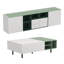 Ensemble de meuble télé et table basse 2 pièces, console média blanche et verte avec rangement