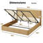 Très grande base de lit très grand avec rangement, lignes ondulées en bois ondulé, rangement hydraulique / aucun sommier tapissier requis, chêne.-269072661