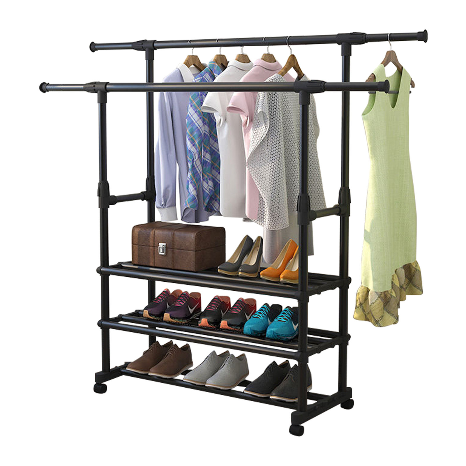 Latitude Run® 3 Layers Double Rail Clothes Rack | Wayfair