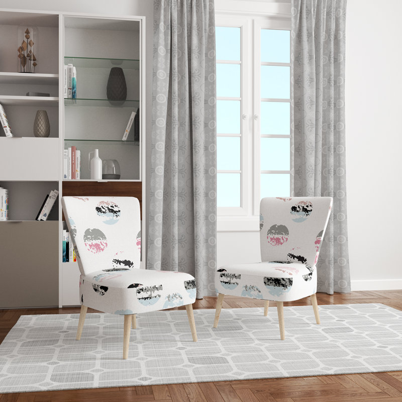 White Circle Pattern - Upholstered Patterned Accent Side Chair