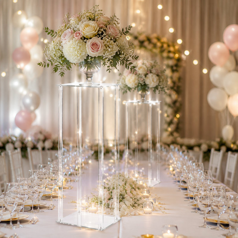 Supports de fleurs de mariage en acrylique transparent, pots de fleurs de vase centre de table