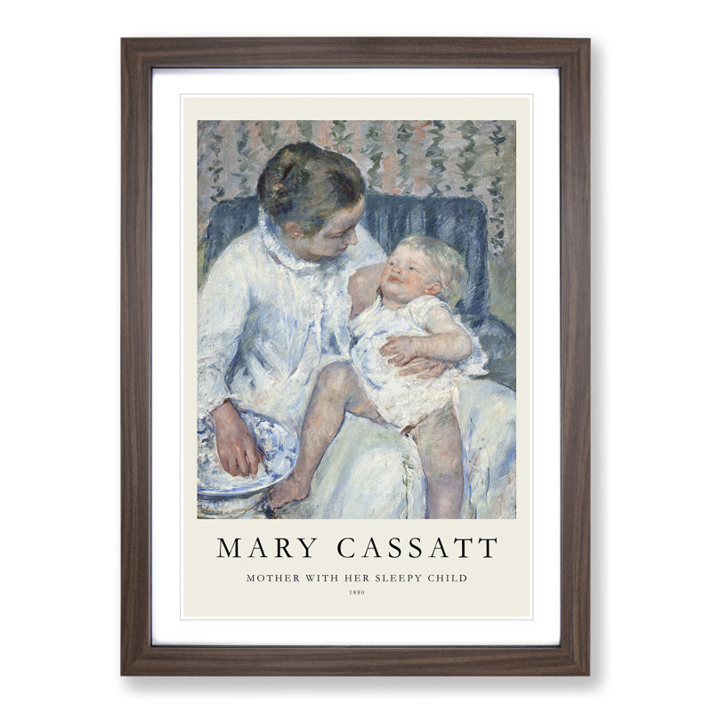 Childs Bath Time by Mary Cassatt - Picture Frame Art Prints, 48cm H x 36cm W x 2cm D, Walnut
