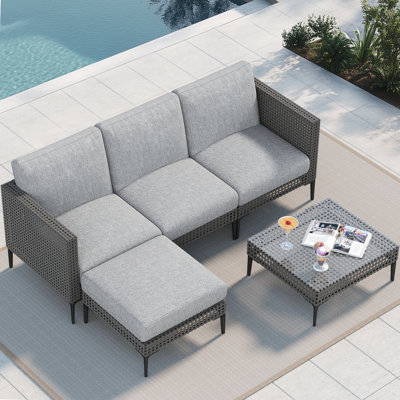 Ainhoa Outdoor 4-Seat L-Shaped Sofa