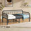 Structure de lit de jour en métal pour lit simple pour chambre à coucher, lit plateforme à lattes en acier robuste avec rangement sous le lit, sans sommier tapissier, noir