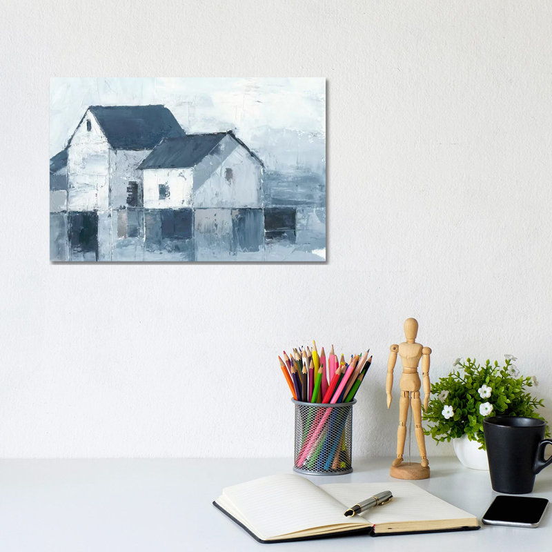 " Indigo Barns I " by Ethan Harper, Wrapped Canvas, No Mat, 8" H x 12" W x 0.75" D
