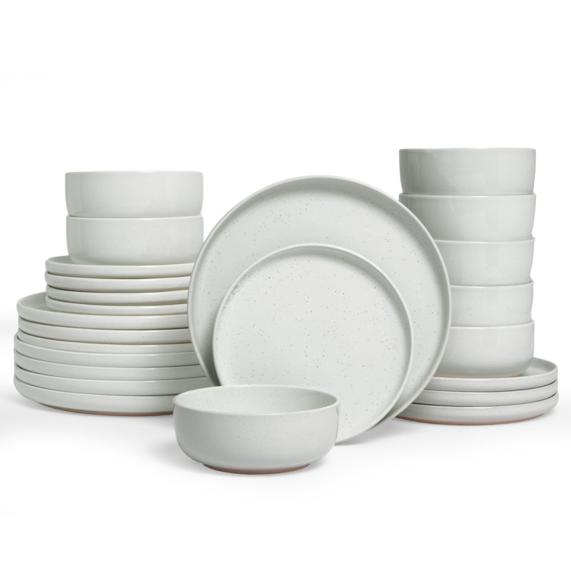 Service de table en grès 24 pièces Famiware - Service pour 8, Blanc