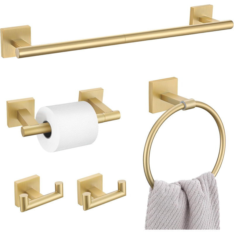 Premium 5-Piece Bathroom Hardware Set With Towel Bar, Towel Ring, Toilet Paper Holder, And Double Hooks, Rust-Resistant SUS304 Stainless Steel, Wall Mounted For Modern Bathroom Decor