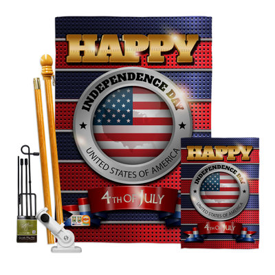 Double Sided 40'' H x 28'' W Polyester Independence Day Flag Set