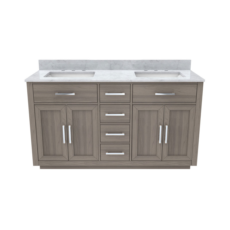 Dexterity 60" Double Bathroom Vanity Set, Gray Oak
