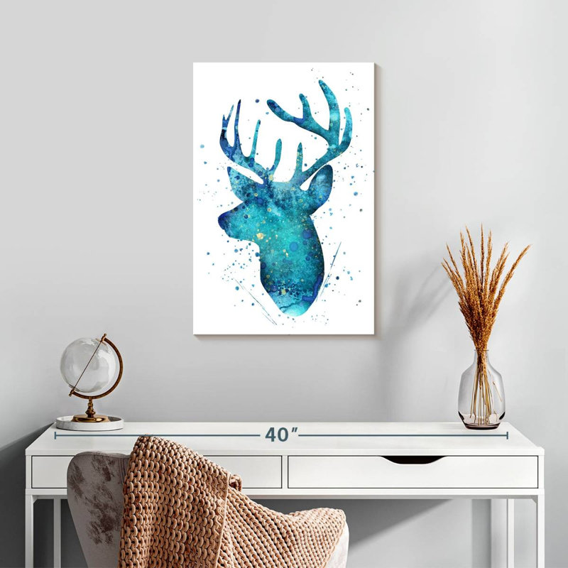 Cerf Brampt turquoise, H 24 po x l 16 po