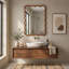 Élégant miroir à cadre rectangulaire en bois ondulé pour la décoration intérieure-922067318