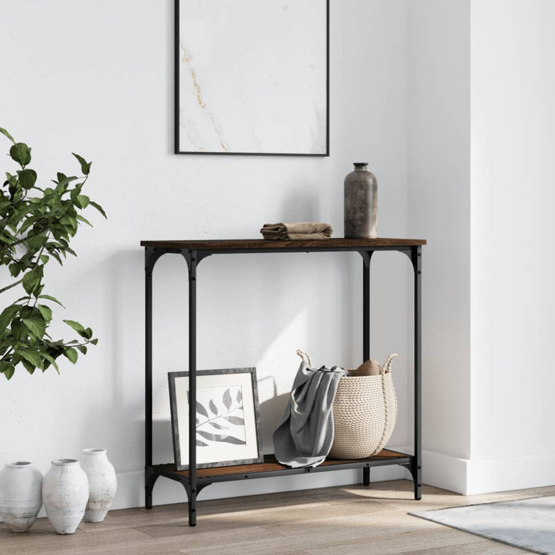 Console 17 étages en bois d'ingénierie, H 29,5 po x l 29,5 po x P 12 po, Brun / Chêne