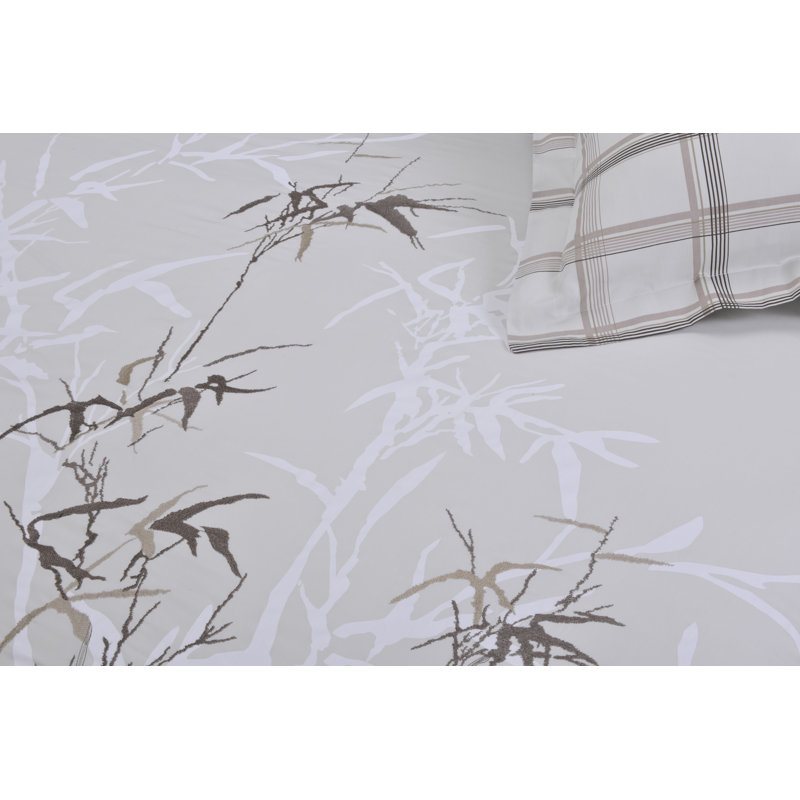 Elmwood Gray Cotton Full/Queen 3-Piece Duvet Cover Set
