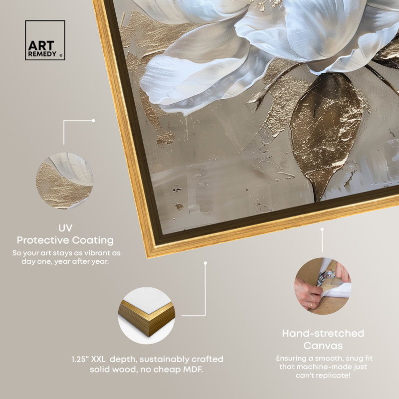 Gold Framed Floral Canvas Print 21.5" x 17.5"