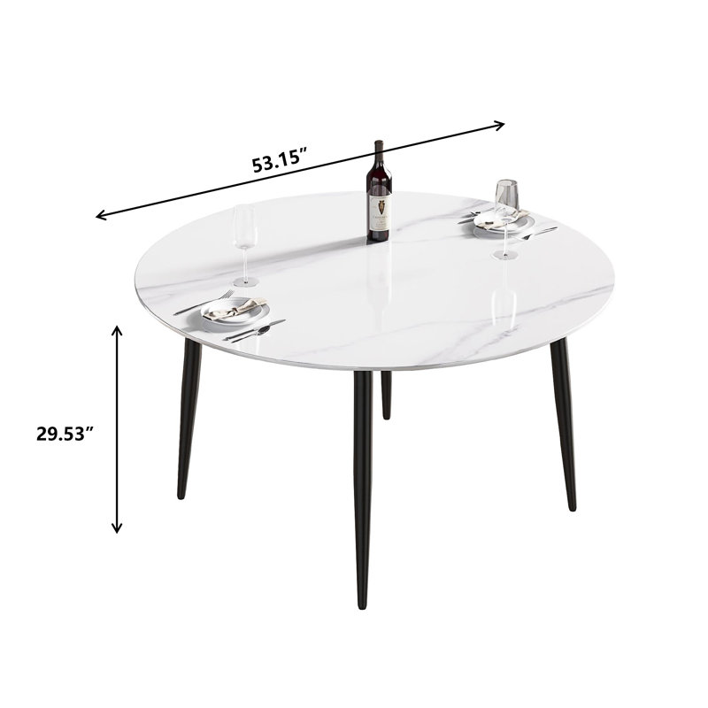 Table de salle à manger Bafra, L 53,15 po x l 53,15 po, Noir
