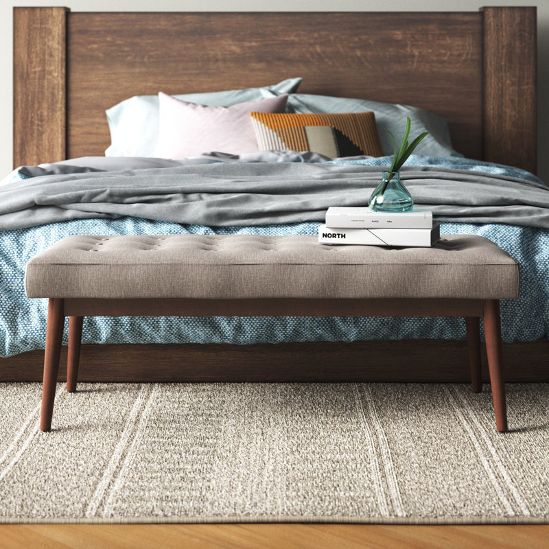 Batel Polyester Upholstered Bench, Cement