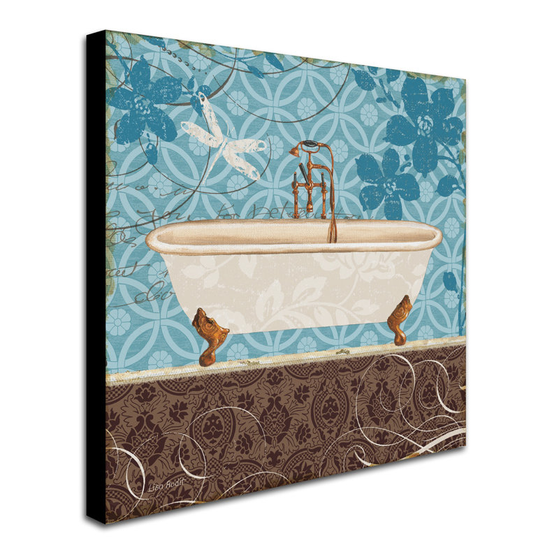 Eco Motif Bath II Blue and Brown Canvas Art