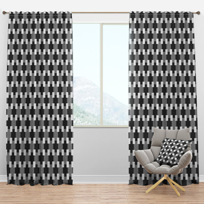 Panneau de rideau simple semi-diaphane avec passe-tringle Mid-Century