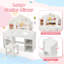 Coiffeuse pour enfants avec lumières, bureau de maquillage princesse, lumière tactile, miroir détachable à trois volets
