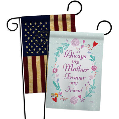Ma mère, ami polyester de 2 côtés 19 po x l 13 po drapeau de jardin