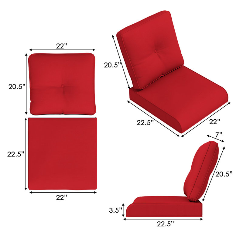 Outdoor Deep Seating Cushion With Olefin Fabric, Red
