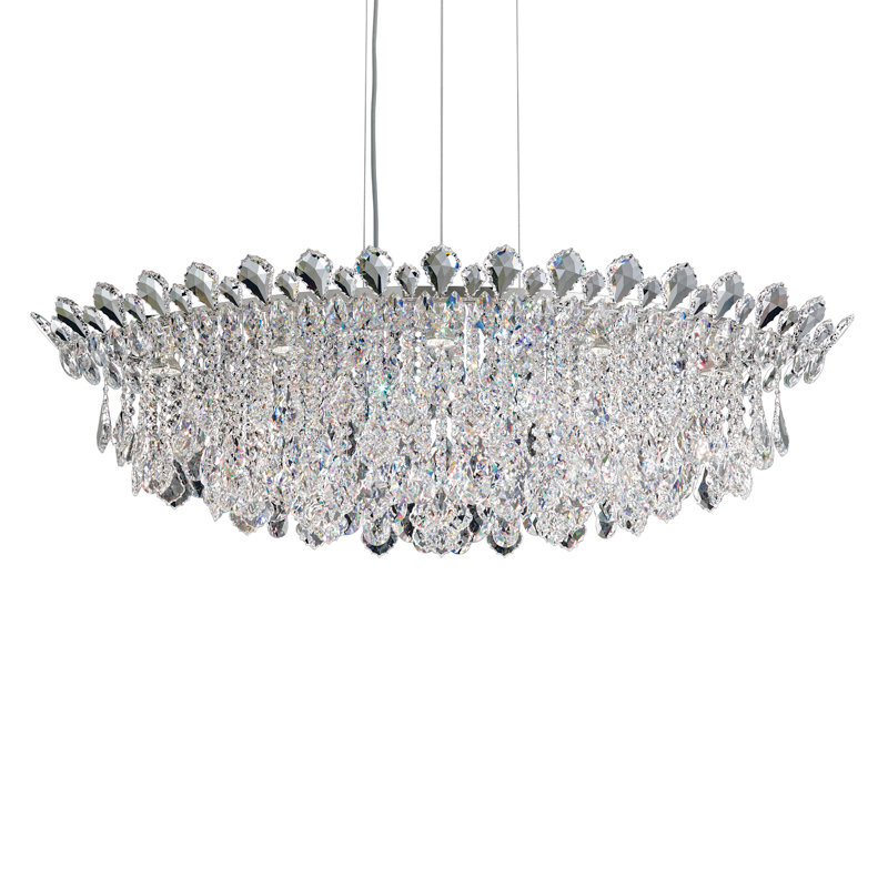 Trilliane Strands 8 Light 45in x 15in Pendant in Polished Stainless Steel with Clear Radiance Crystals, Chinese (K9)