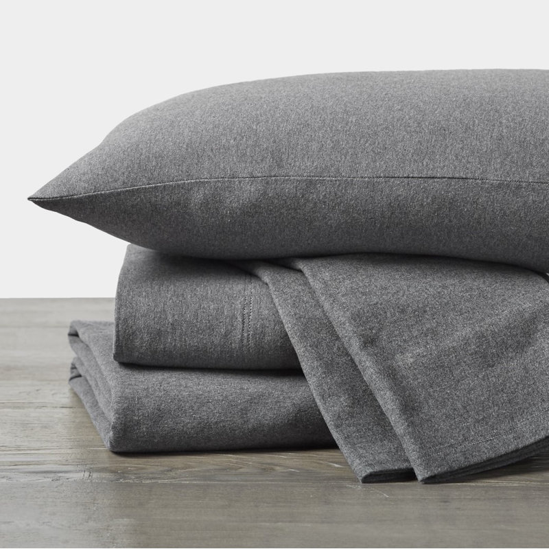Jersey 100% Cotton Jersey Knit Sheet Set, Queen, Natural