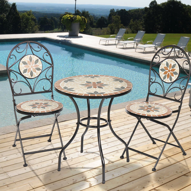 2 - Person Patio Dining Set with Round Table , Cushions Included