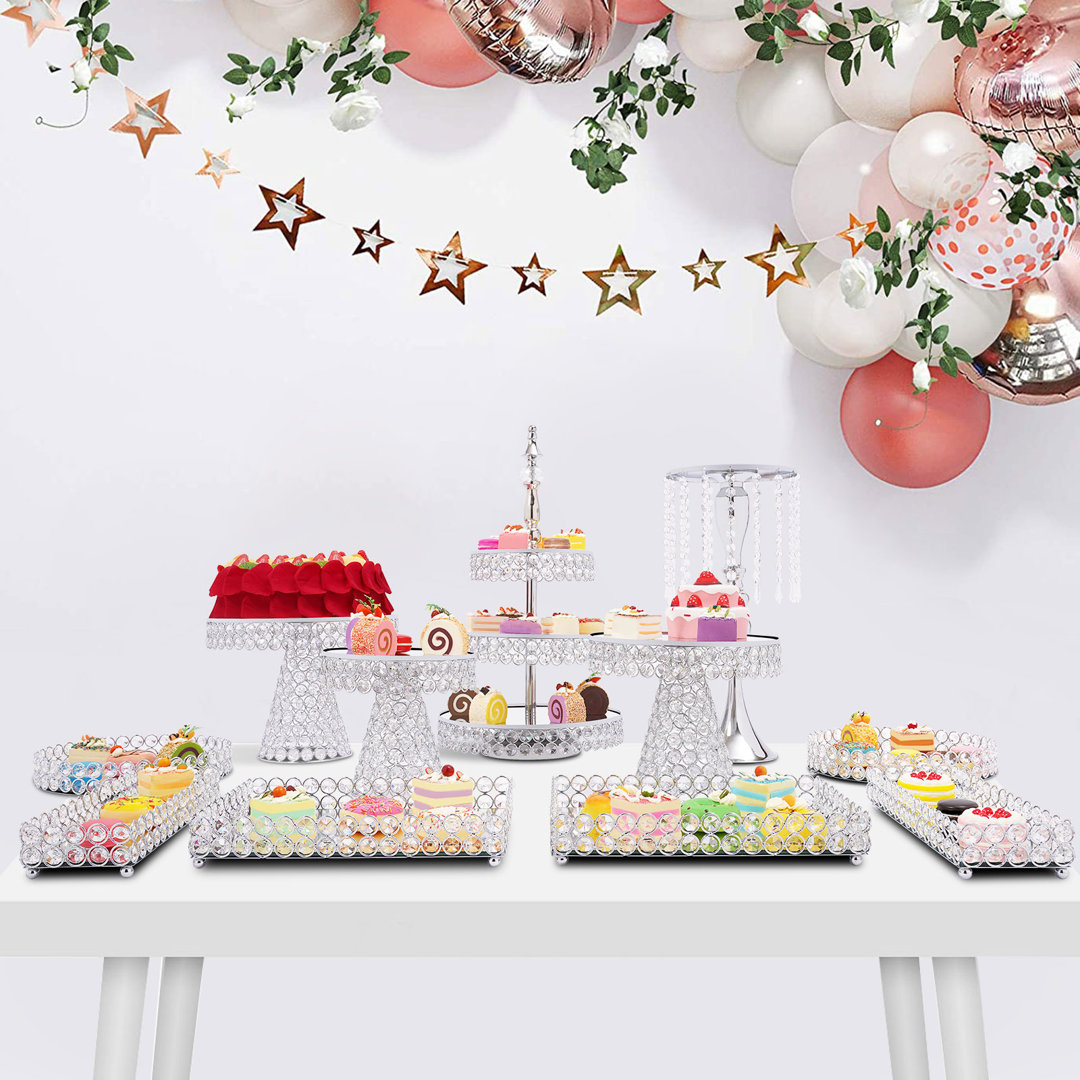 11Pcs Elegant Crystal Cake Dessert Decoration Display Stand for Celebrations OUKANING