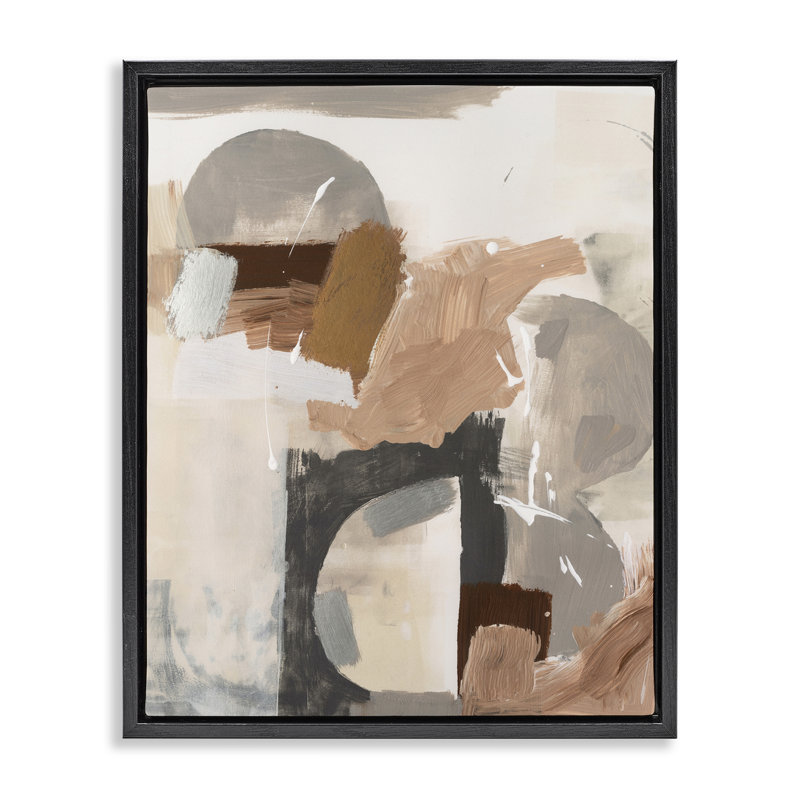 Art mural abstrait sur toile "Expressive Desert" par Victoria Barnes, Cadre flottant noir de jais, H 21 po x l 17 po
