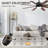 52" Modern Ceiling Fan with Light and Remote, 8-Blade Black & Walnut Ceiling Fan, Quiet Reversible DC Motor, Dimmable LED for Bedroom and Living Room