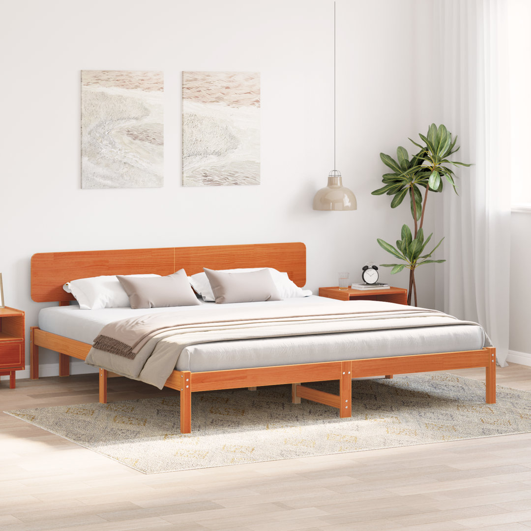 Vidaxl Bed Frame With Headboard Solid Pine Wood