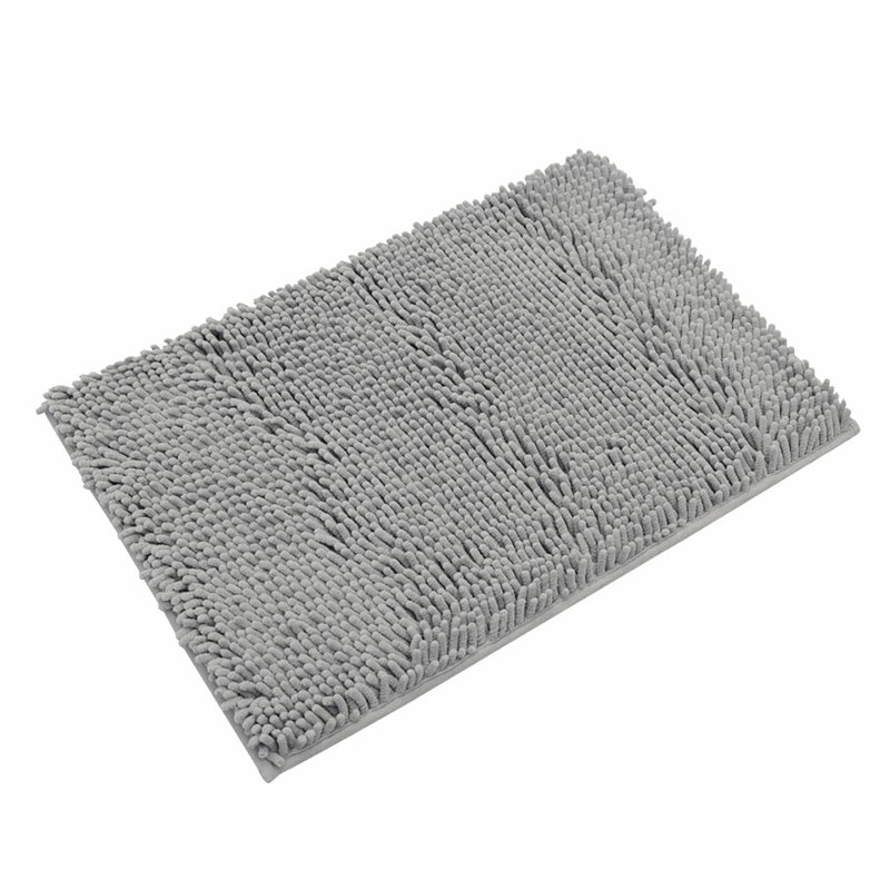 Soft Cozy Plush Chenille Bath Mat Bathroom Rug, Gray, 24" L x 16" W