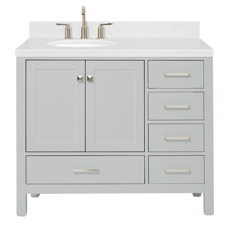  Meuble-lavabo simple 42,25 po avec plateau, Gris, Oval, Left