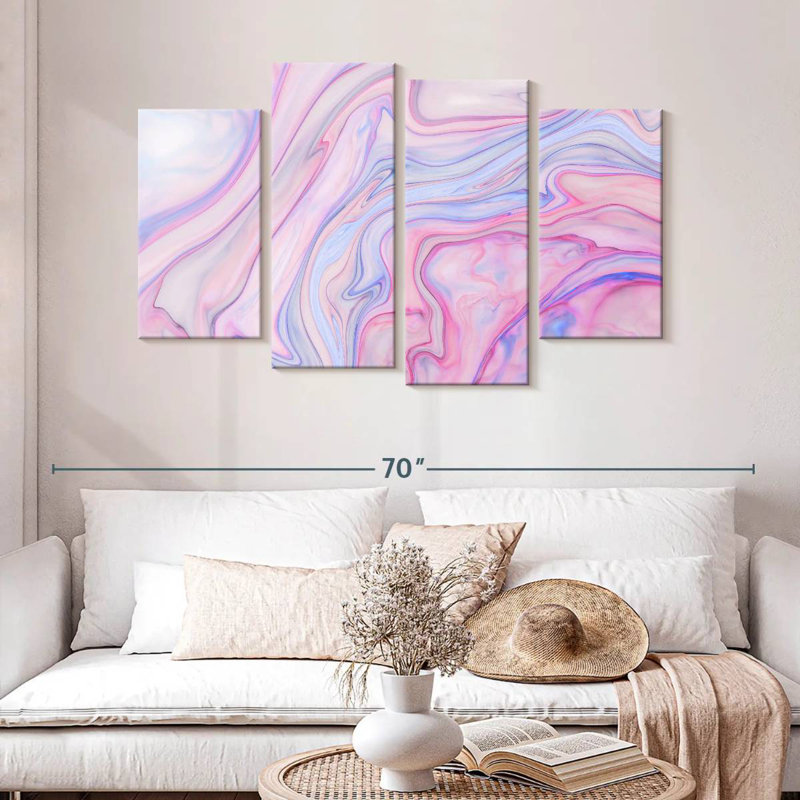 Marbre rose abstrait Avery, H 32 po x l 52 po