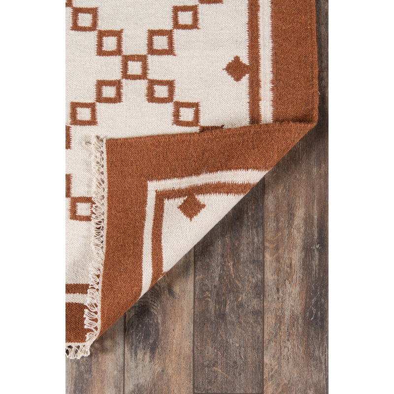 Thompson Wool Geometric Area Rug in Brown, Rectangle 7'6" x 9'6"